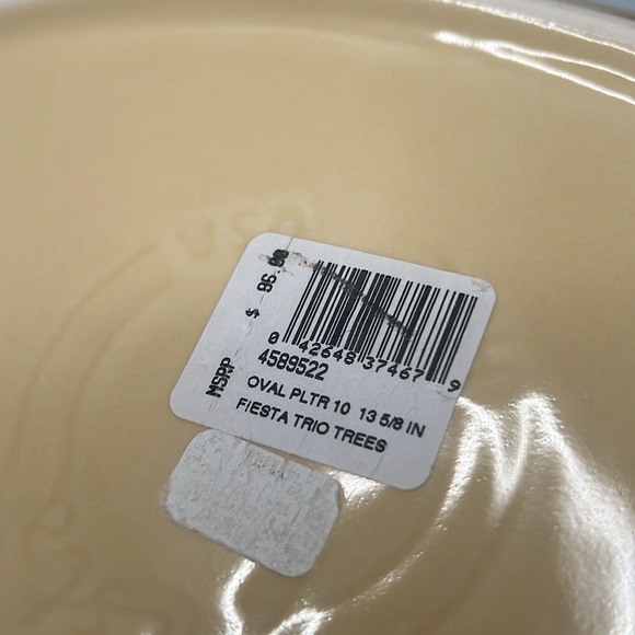 NWT Fiesta Oval platter 10 13 5/8” trio trees yellow - Picture 3 of 5
